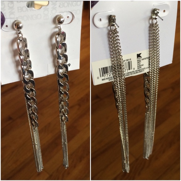 Silvertone Chain Earrings - Picture 2 of 3